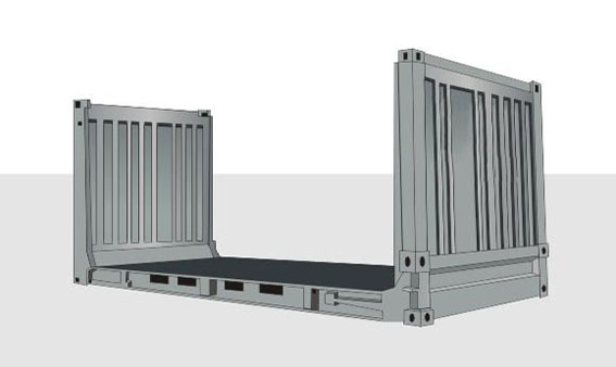 20-футовый контейнер FLAT RACK с торцевыми стенками